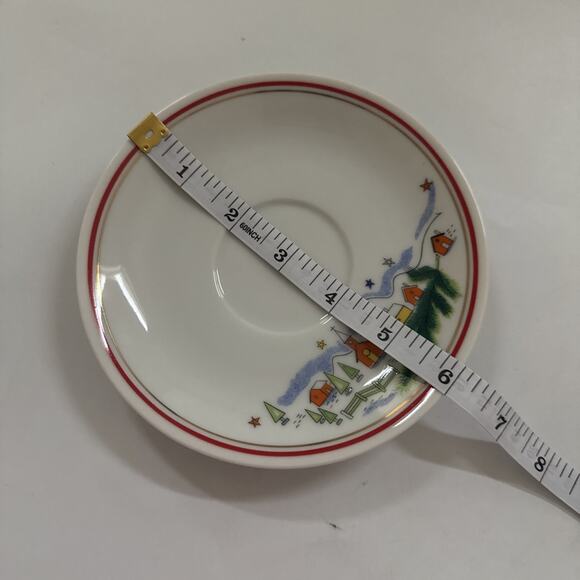 Vintage 4pc Set Salem China Christmas Eve Teacups and Saucers Holiday Dinnerware - Picture 9 of 10